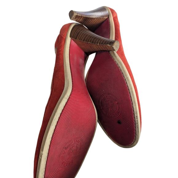 Bally High Heels Balmoral Red Suede with Rawhide Trim. Size 40/10 Made in Italy - Picture 3 of 12
